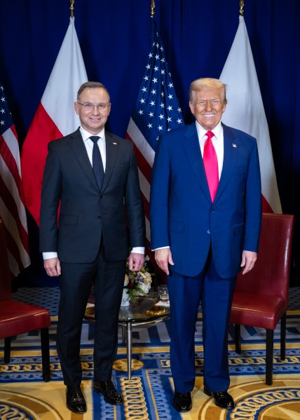 President Donald Trump meets with Polish President Andrzej Duda at the Gaylord National Resort & Convention Center, in Oxon Hill, Maryland, on Saturday, February 22, 2025. (Official White House Photo by Molly Riley)