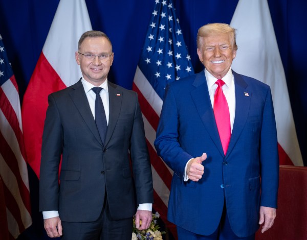 President Donald Trump meets with Polish President Andrzej Duda at the Gaylord National Resort & Convention Center, in Oxon Hill, Maryland, on Saturday, February 22, 2025. (Official White House Photo by Molly Riley)