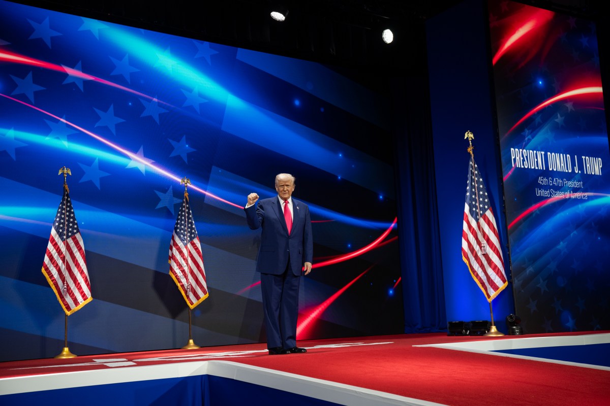President Donald Trump speaks at the Conservative Political Action Conference at the Gaylord National Resort & Convention Center in Oxon Hill, Maryland, on Saturday, February 22, 2025. (Official White House Photo by Molly Riley)