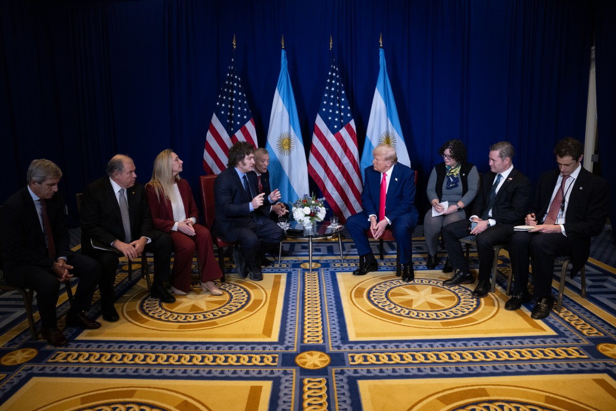 President Donald Trump meets with Argentina’s President Javier Milei at the Gaylord National Resort & Convention Center in Oxon Hill, Maryland, on Saturday, February 22, 2025. (Official White House Photo by Molly Riley)