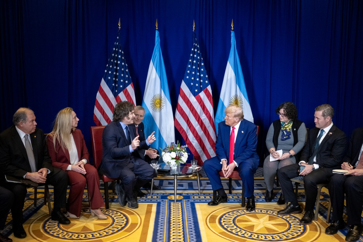President Donald Trump meets with Argentina’s President Javier Milei at the Gaylord National Resort & Convention Center in Oxon Hill, Maryland, on Saturday, February 22, 2025. (Official White House Photo by Molly Riley)