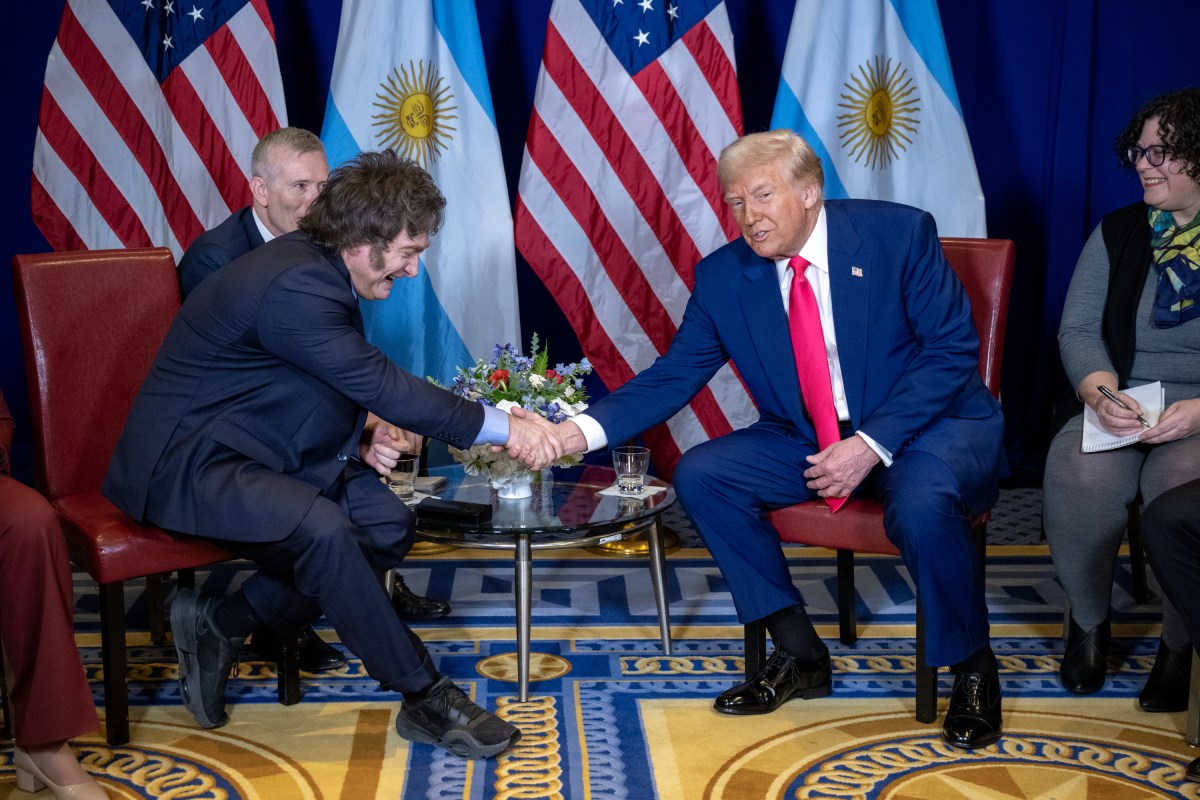 President Donald Trump meets with Argentina’s President Javier Milei at the Gaylord National Resort & Convention Center in Oxon Hill, Maryland, on Saturday, February 22, 2025. (Official White House Photo by Molly Riley)