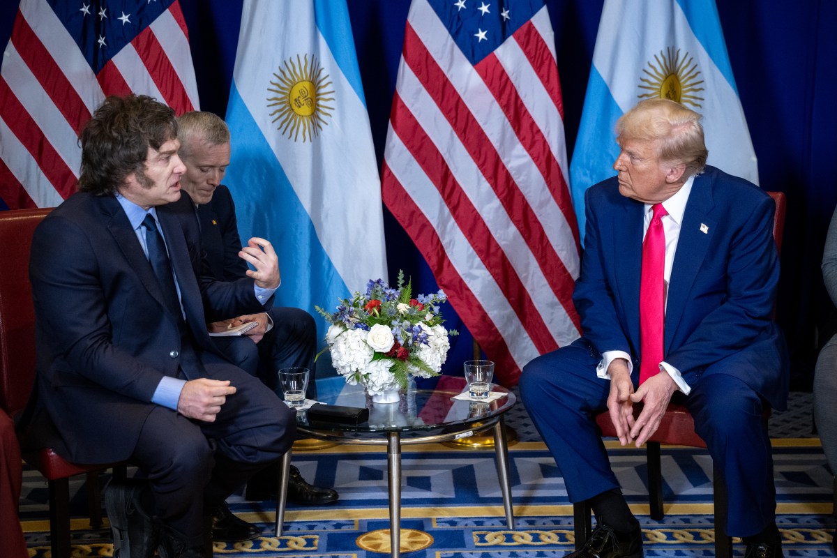 President Donald Trump meets with Argentina’s President Javier Milei at the Gaylord National Resort & Convention Center in Oxon Hill, Maryland, on Saturday, February 22, 2025. (Official White House Photo by Molly Riley)