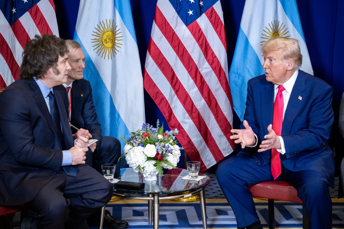 President Donald Trump meets with Argentina’s President Javier Milei at the Gaylord National Resort & Convention Center in Oxon Hill, Maryland, on Saturday, February 22, 2025. (Official White House Photo by Molly Riley)