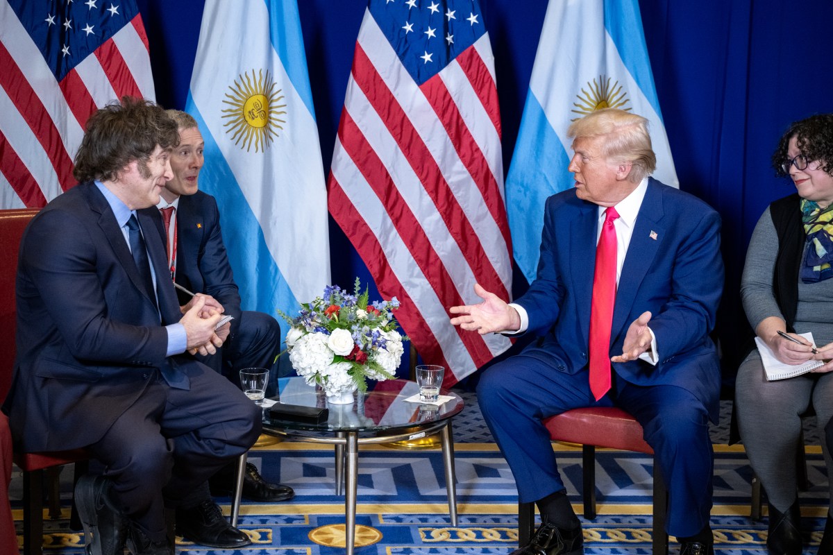 President Donald Trump meets with Argentina’s President Javier Milei at the Gaylord National Resort & Convention Center in Oxon Hill, Maryland, on Saturday, February 22, 2025. (Official White House Photo by Molly Riley)
