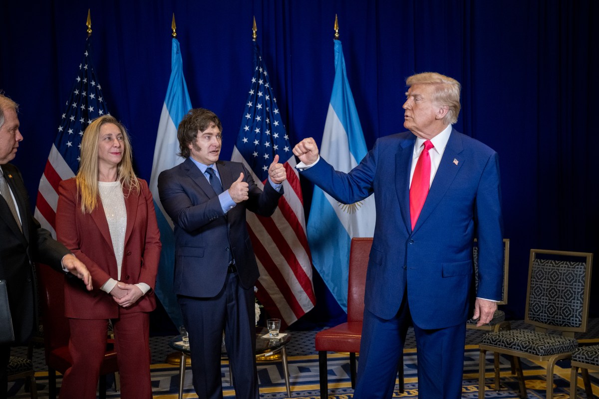 President Donald Trump meets with Argentina’s President Javier Milei at the Gaylord National Resort & Convention Center in Oxon Hill, Maryland, on Saturday, February 22, 2025. (Official White House Photo by Molly Riley)