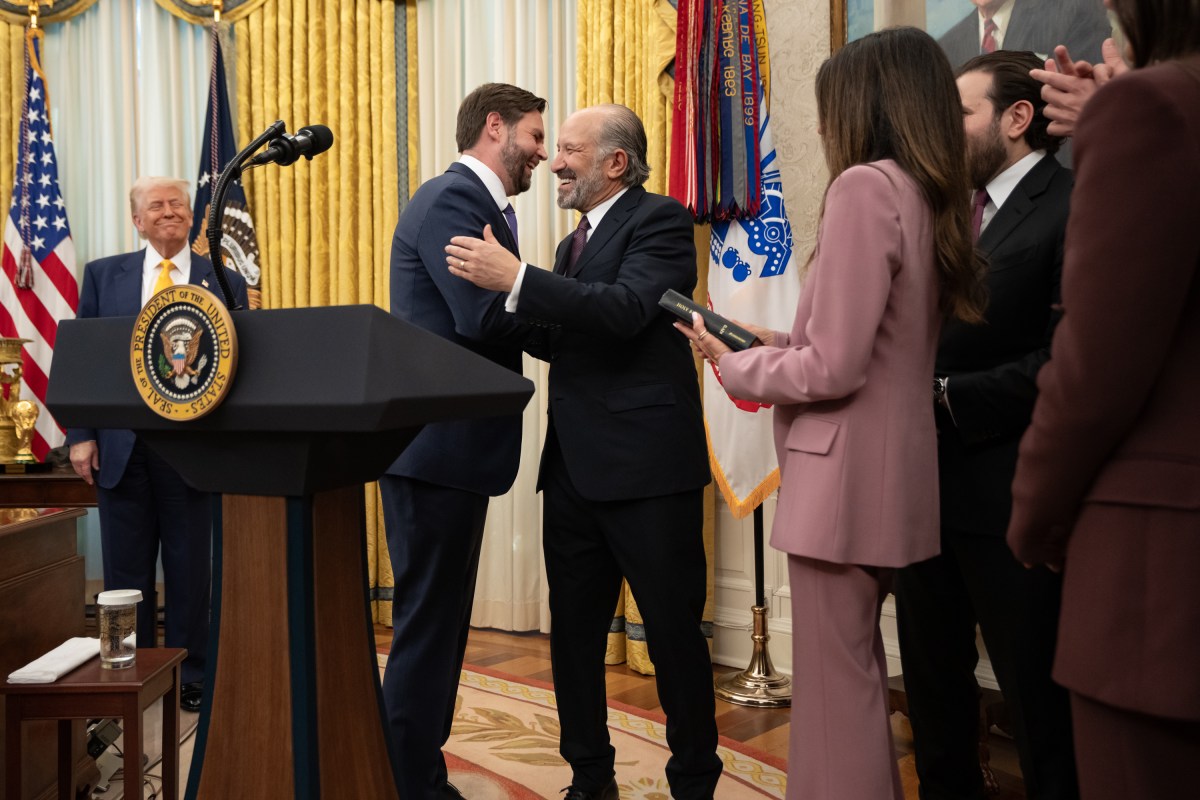 Commerce Secretary Howard Lutnick is sworn in Friday, February 21, 2025, in the Oval Office. (Official White House Photo by Emily J. Higgins.)