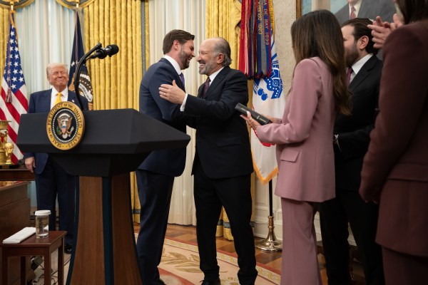 Commerce Secretary Howard Lutnick is sworn in Friday, February 21, 2025, in the Oval Office. (Official White House Photo by Emily J. Higgins.)