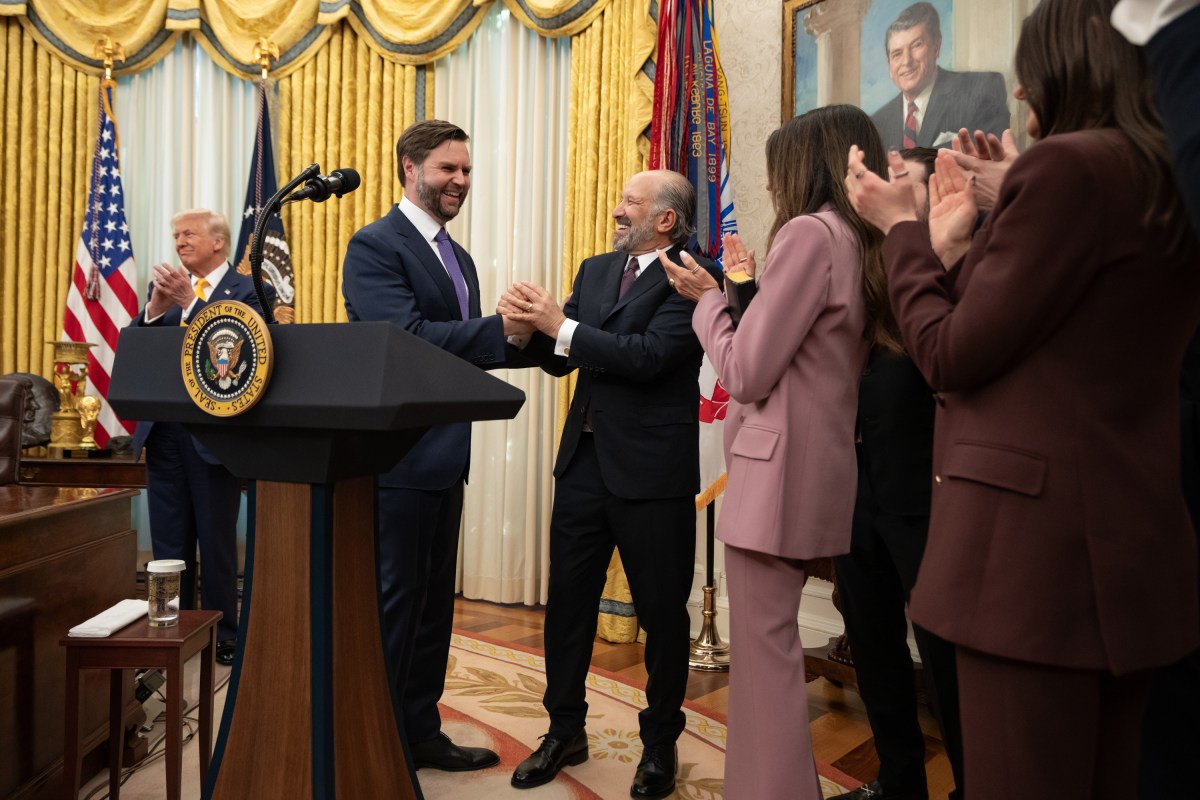 Commerce Secretary Howard Lutnick is sworn in Friday, February 21, 2025, in the Oval Office. (Official White House Photo by Emily J. Higgins.)