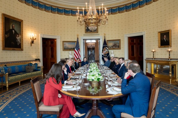 President Donald Trump has lunch with network news anchors, Tuesday, March 4, 2025, in the Blue Room of the White House. (Official White House Photo by Joyce N. Boghosian)