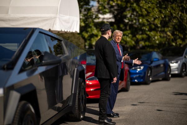 President Donald Trump speaks to members of the media alongside Tesla CEO Elon Musk and son, on the South Lawn of the White House, Tuesday, March 11, 2025. (Official White House Photo by Daniel Torok)