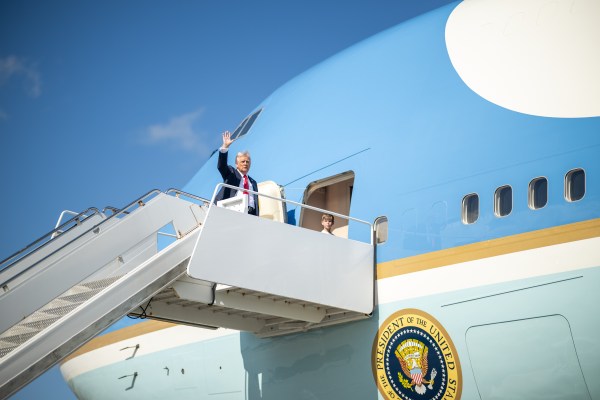 President Donald Trump departs Trump International Golf Club West Palm Beach, Sunday, February 9, 2025, en route to his residence at Mar-a-Lago in Palm Beach, Florida. (Official White House photo by Daniel Torok)