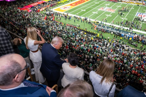 President Donald Trump attends Superbowl LIX between the Philadelphia Eagles and the Kansas City Chiefs, Sunday, February 9, 2025, at Caesars Superdome in New Orleans, Louisiana. (Official White House photo by Daniel Torok)