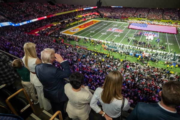 President Donald J. Trump attends Superbowl LIX between the Philadelphia Eagles and the Kansas City Chiefs, Sunday, February 9, 2025, at Caesars Superdome in New Orleans, Louisiana. (Official White House Photo by Daniel Torok)