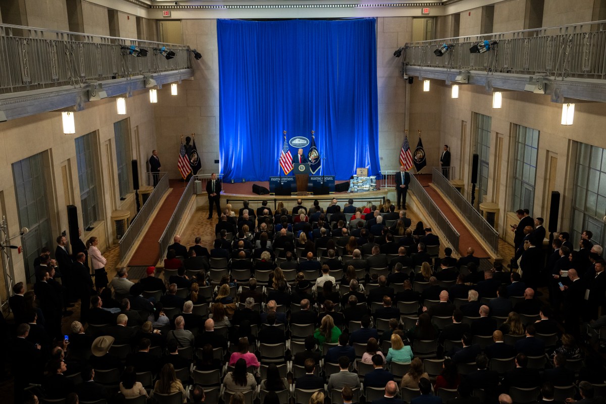 President Donald Trump delivers remarks at the Department of Justice in Washington, D.C., Friday, March 14, 2025. (Official White House Photo by Joyce N. Boghosian)