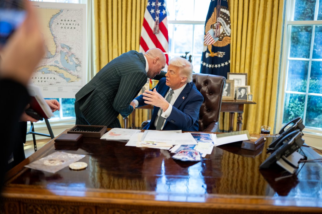 President Donald Trump meets with Conor McGregor and family in the Oval Office, March 17, 2025. (Official White House Photo by Daniel Torok)