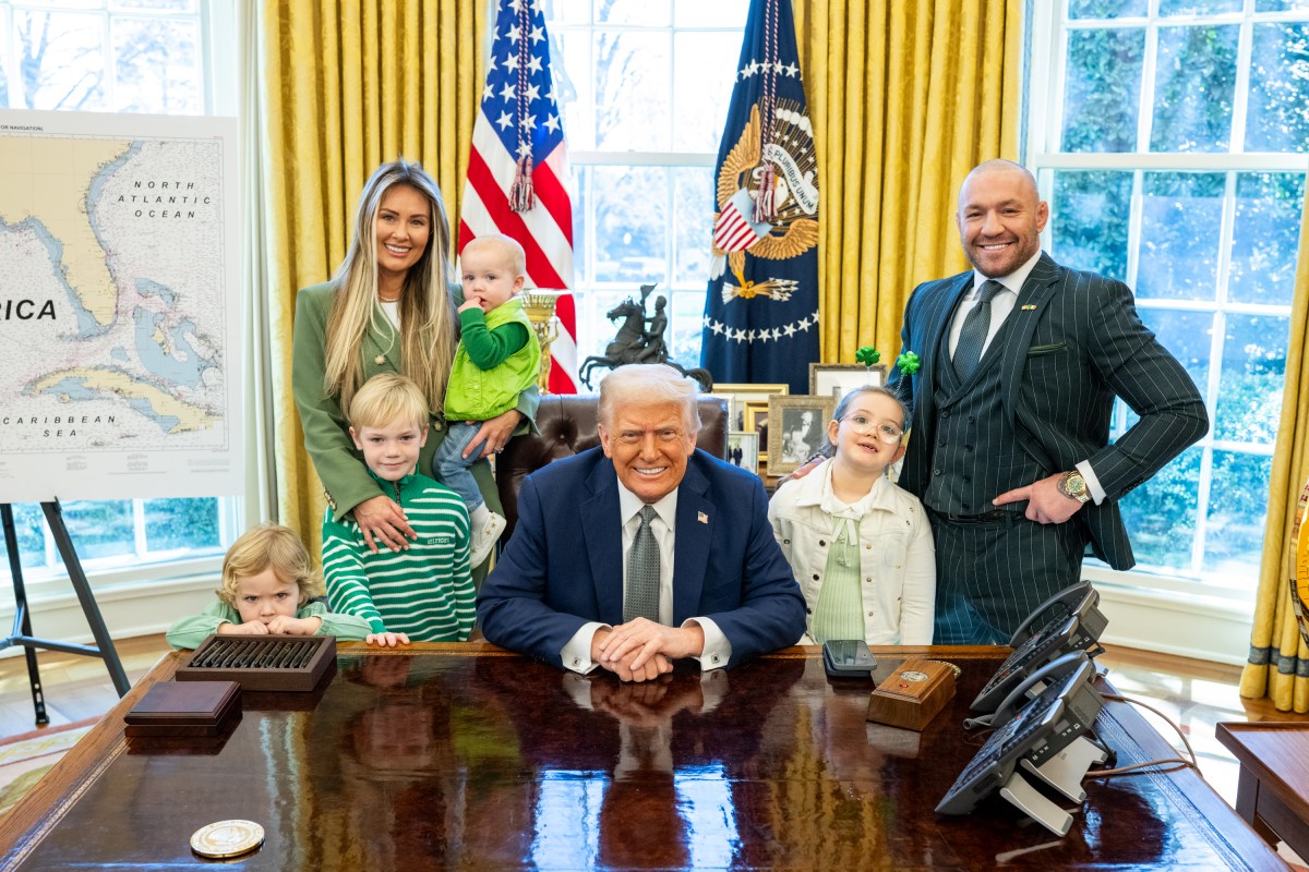 President Donald Trump meets with Conor McGregor and family in the Oval Office, March 17, 2025. (Official White House Photo by Daniel Torok)