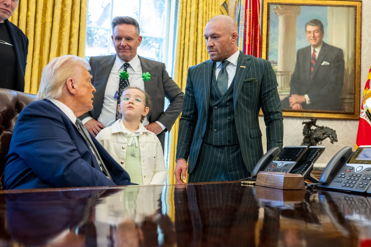 President Donald Trump meets with Conor McGregor and family in the Oval Office, March 17, 2025. (Official White House Photo by Daniel Torok)