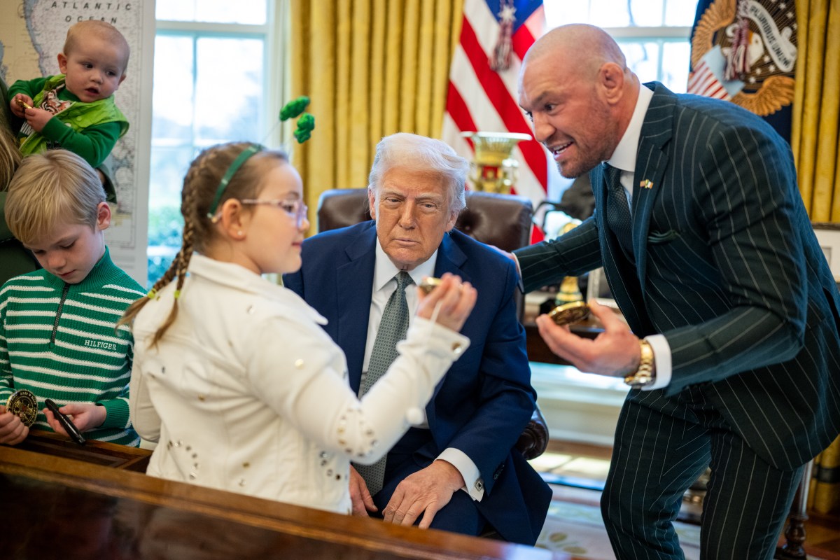 President Donald Trump meets with Conor McGregor and family in the Oval Office, March 17, 2025. (Official White House Photo by Daniel Torok)
