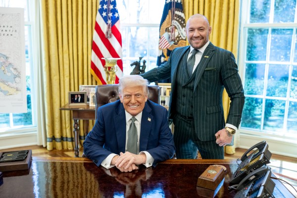 President Donald Trump meets with Conor McGregor and family in the Oval Office, March 17, 2025. (Official White House Photo by Daniel Torok)