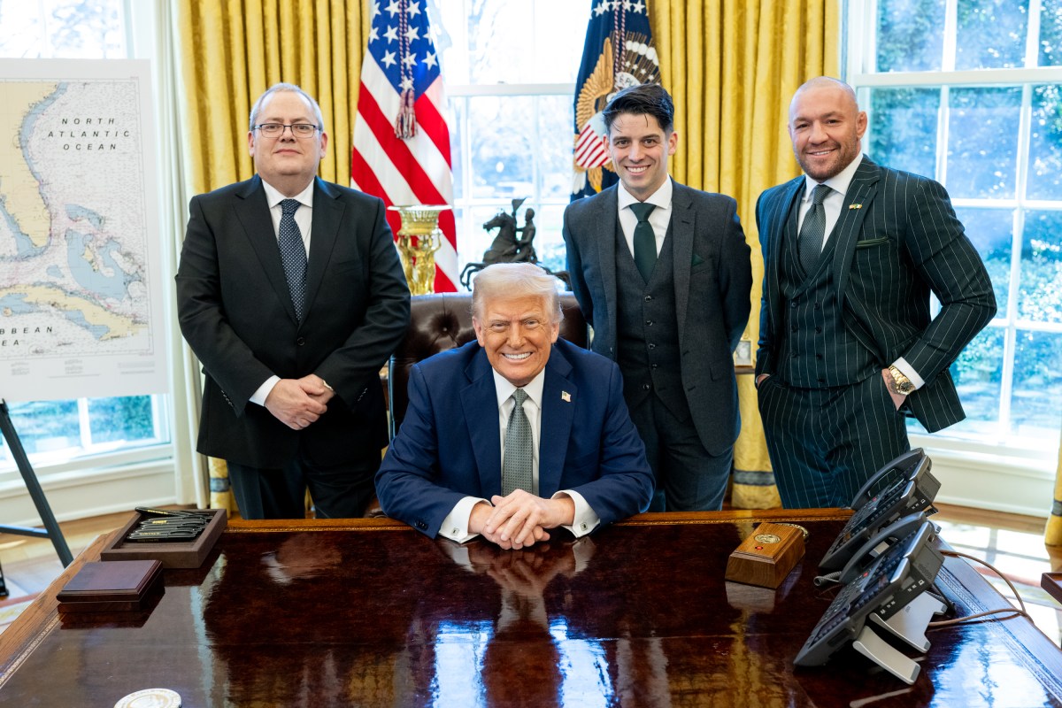 President Donald Trump meets with Conor McGregor and family in the Oval Office, March 17, 2025. (Official White House Photo by Daniel Torok)