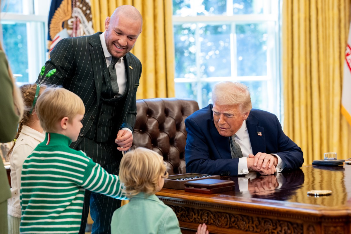 President Donald Trump meets with Conor McGregor and family in the Oval Office, March 17, 2025. (Official White House Photo by Molly Riley)