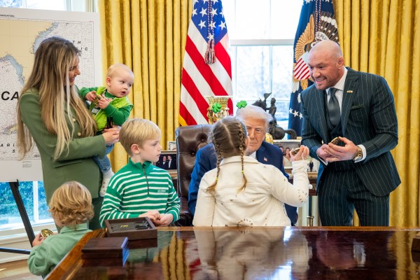 President Donald Trump meets with Conor McGregor and family in the Oval Office, March 17, 2025. (Official White House Photo by Molly Riley)