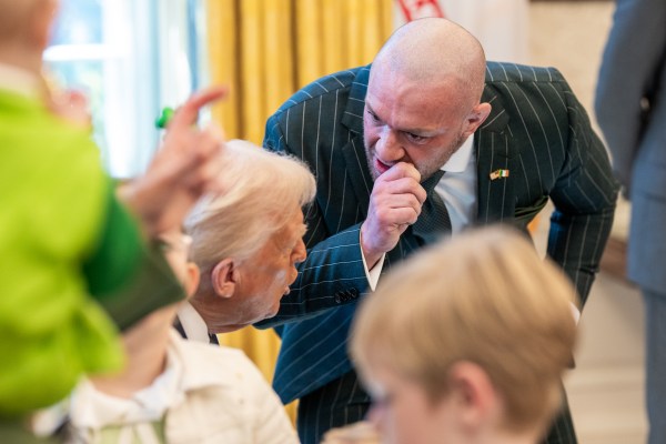President Donald Trump meets with Conor McGregor and family in the Oval Office, March 17, 2025. (Official White House Photo by Molly Riley)