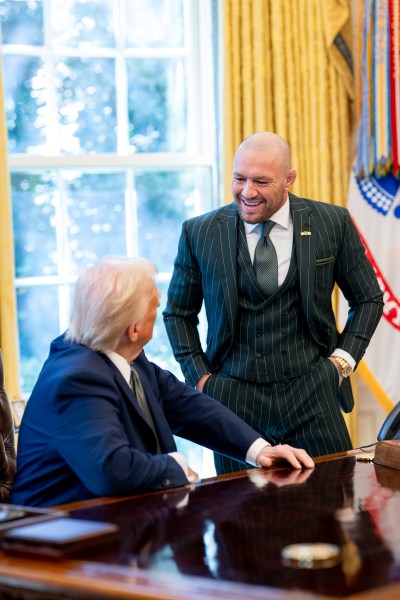 President Donald Trump meets with Conor McGregor and family in the Oval Office, March 17, 2025. (Official White House Photo by Molly Riley)