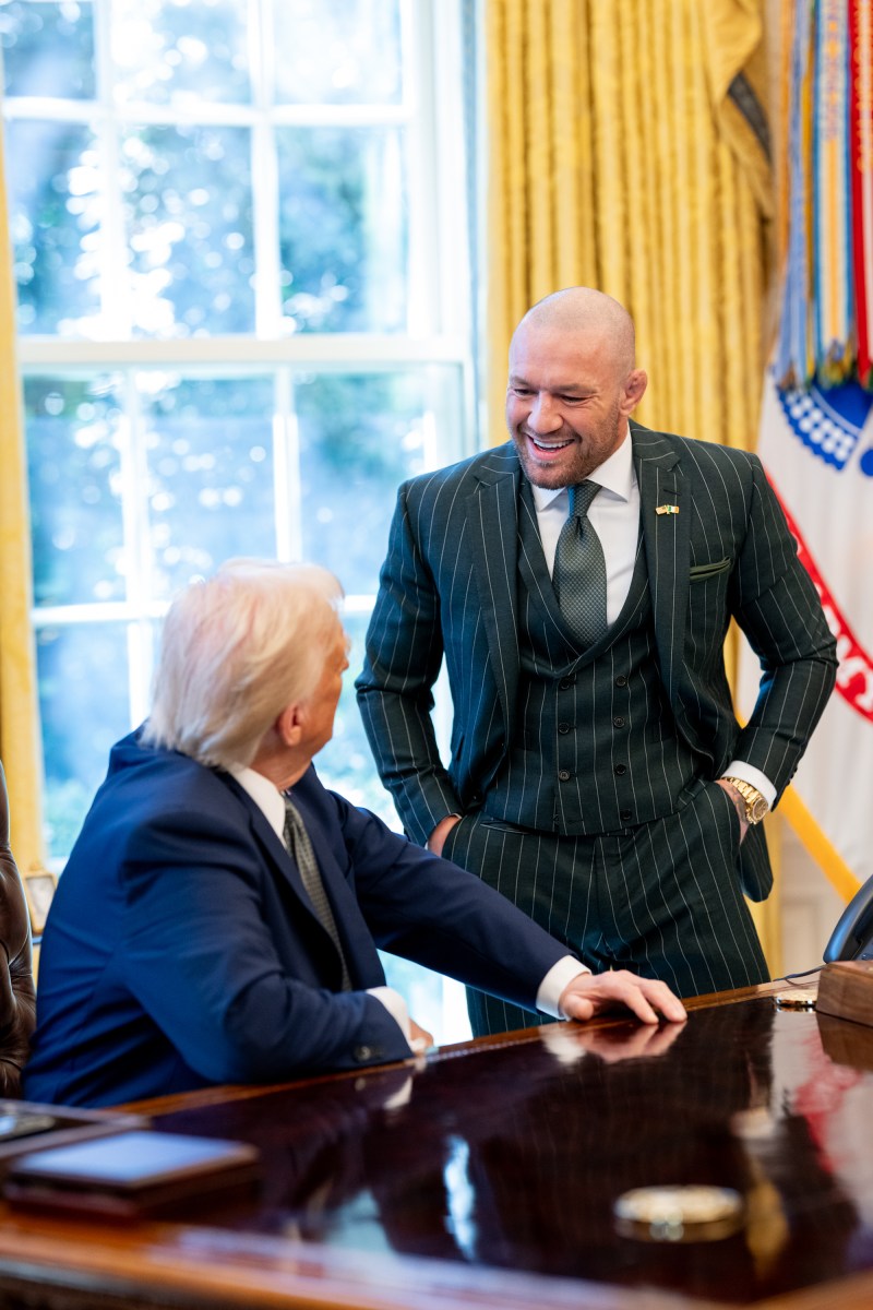 President Donald Trump meets with Conor McGregor and family in the Oval Office, March 17, 2025. (Official White House Photo by Molly Riley)