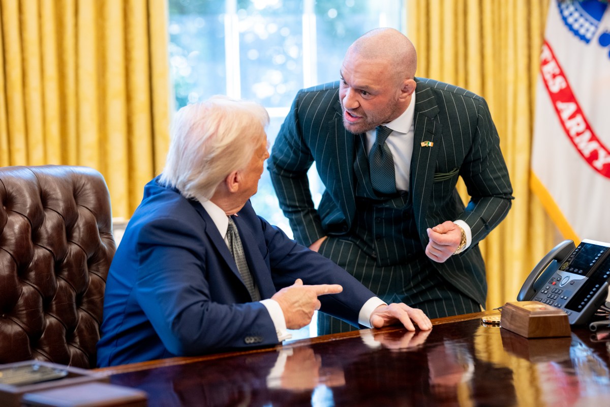 President Donald Trump meets with Conor McGregor and family in the Oval Office, March 17, 2025. (Official White House Photo by Molly Riley)
