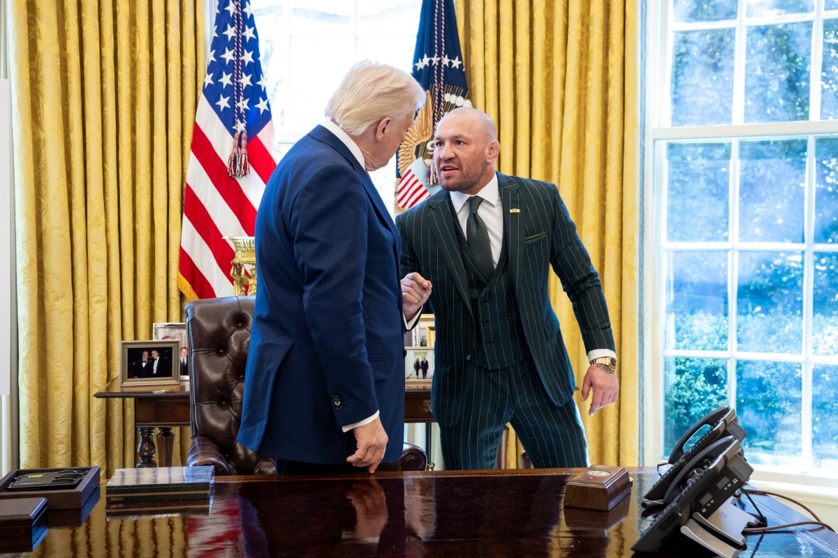 President Donald Trump meets with Conor McGregor and family in the Oval Office, March 17, 2025. (Official White House Photo by Molly Riley)