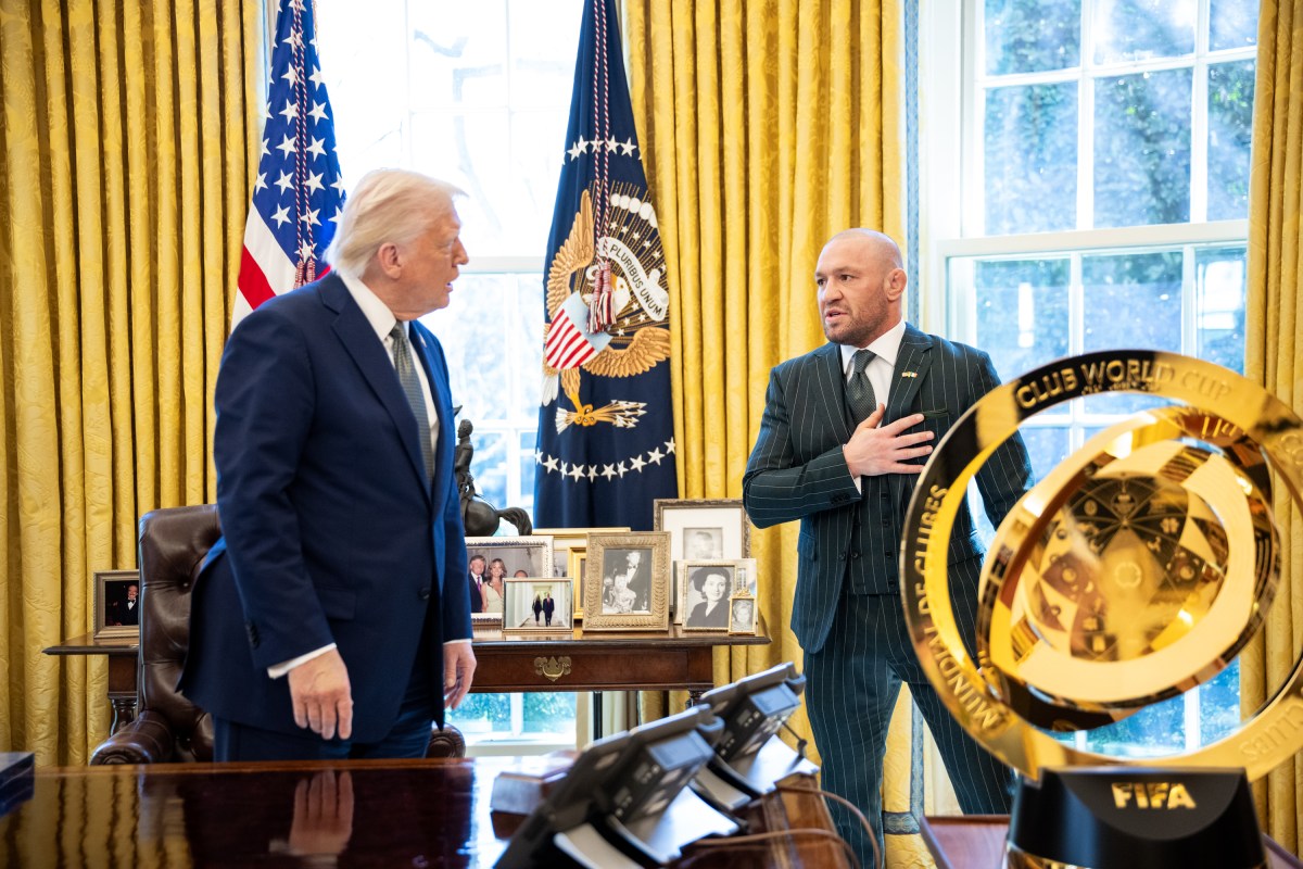President Donald Trump meets with Conor McGregor and family in the Oval Office, March 17, 2025. (Official White House Photo by Molly Riley)