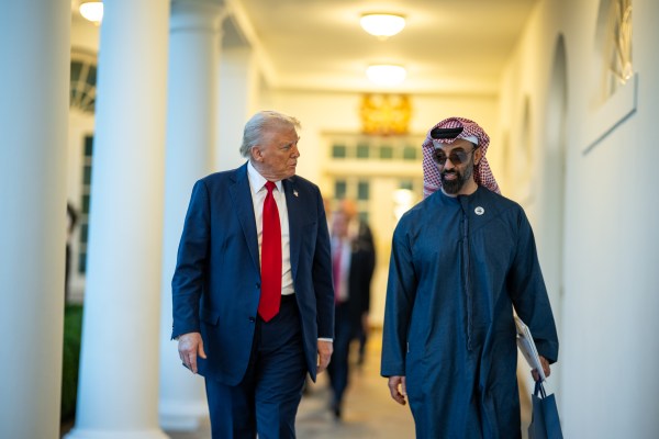 President Donald Trump meets with Sheikh Tahnoon bin Zayed Al Nahyan, Tuesday, March 18, 2025. (Official White House Photo by Daniel Torok)