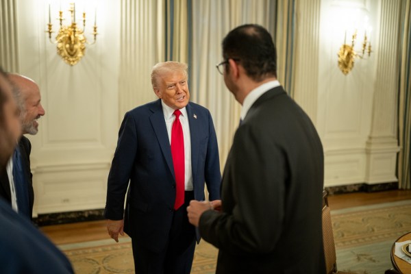 President Donald Trump meets with Sheikh Tahnoon bin Zayed Al Nahyan, Tuesday, March 18, 2025. (Official White House Photo by Daniel Torok)