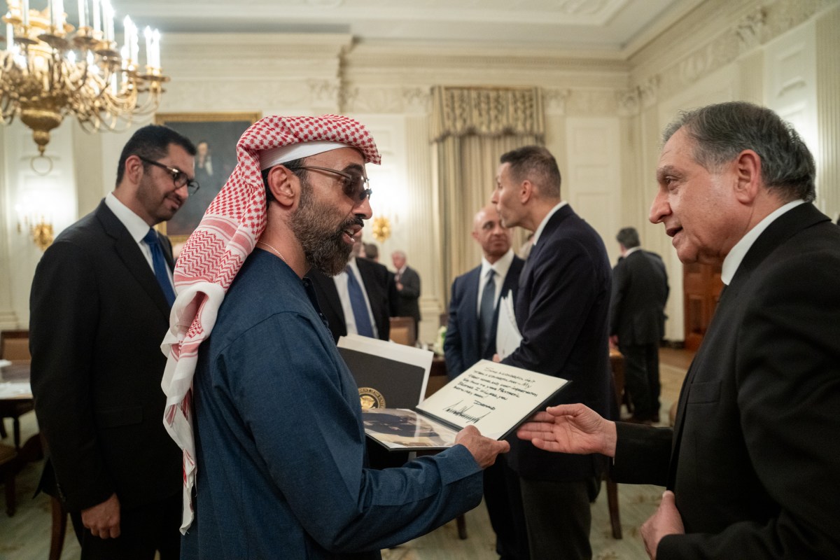 President Donald Trump meets with Sheikh Tahnoon bin Zayed Al Nahyan, Tuesday, March 18, 2025. (Official White House Photo by Joyce N. Boghosian)
