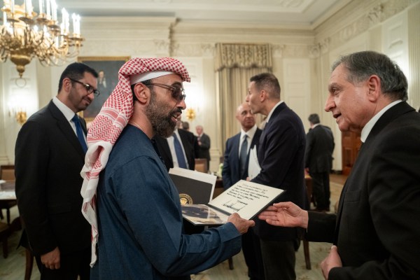 President Donald Trump meets with Sheikh Tahnoon bin Zayed Al Nahyan, Tuesday, March 18, 2025. (Official White House Photo by Joyce N. Boghosian)