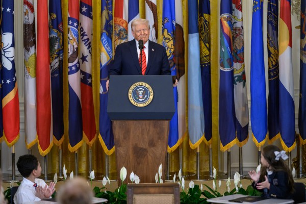 President Donald Trump makes remarks before signing an Executive Order to dismantle the Department of Education, Thursday, March 20, 2025, in the East Room of the White House. (Official White House Photo by Molly Riley)