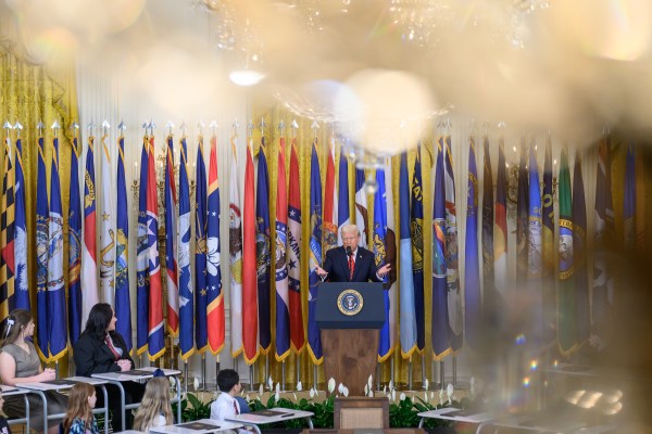 President Donald Trump makes remarks before signing an Executive Order to dismantle the Department of Education, Thursday, March 20, 2025, in the East Room of the White House. (Official White House Photo by Molly Riley)