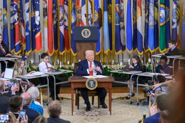 President Donald Trump signs an Executive Order to dismantle the Department of Education, Thursday, March 20, 2025, in the East Room of the White House. (Official White House Photo by Molly Riley)