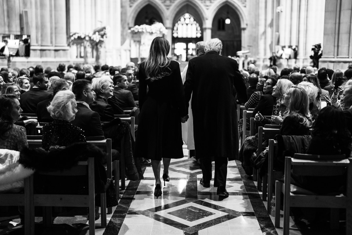 President Donald J. Trump and First Lady Melania Trump arrive at the national prayer service at Washington National Cathedral, Jan. 21, 2025. (Official White House Photo by Andrea Hanks)