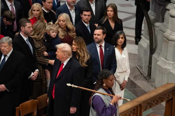 President Donald J. Trump, First Lady Melania Trump, Vice President J.D. Vance and Second Lady Usha Vance attend the national prayer service at the Washington National Cathedral, Jan. 21, 2025. (Official White House Photo by Andrea Hanks)