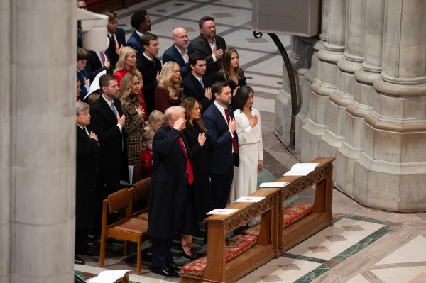 President Donald J. Trump, First Lady Melania Trump, Vice President J.D. Vance and Second Lady Usha Vance attend the national prayer service at the Washington National Cathedral, Jan. 21, 2025. (Official White House Photo by Andrea Hanks)