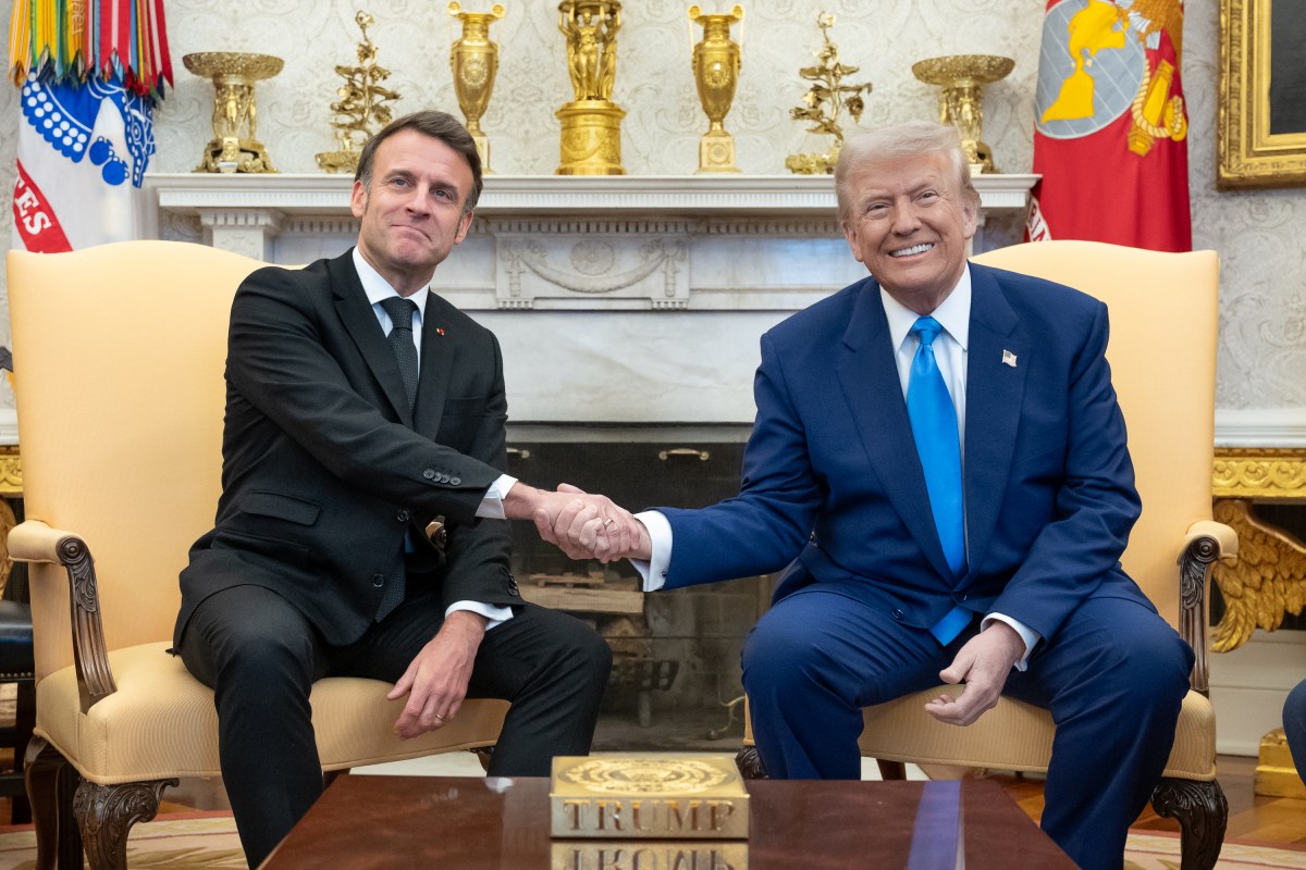 President Donald J. Trump holds a bilateral meeting with French President Emmanuel Macron, Monday, February 24, 2025, in the Oval Office of the White House.(Official Photo by Molly Riley)