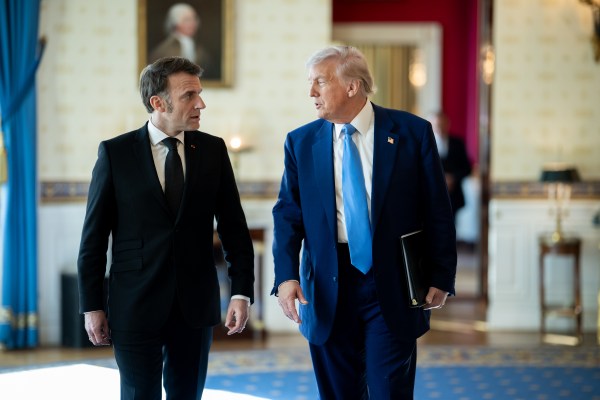 President Donald Trump hosts a bilateral meeting with French President Emmanuel Macron, Monday, February 24, 2025, in the Oval Office. (Official White House Photo by Daniel Torok)