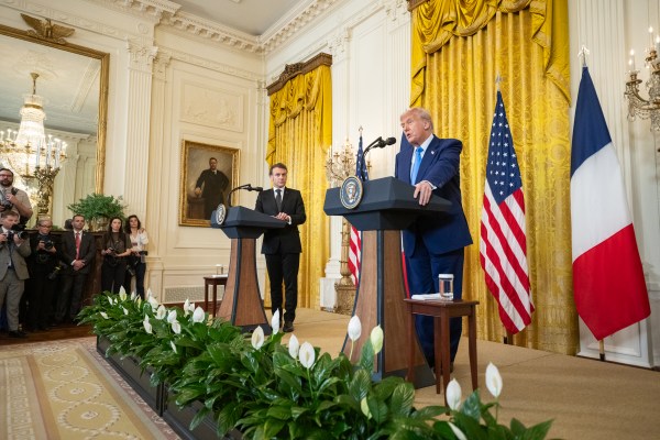 President Donald Trump hosts a bilateral meeting with French President Emmanuel Macron, Monday, February 24, 2025, in the Oval Office. (Official White House Photo by Daniel Torok)