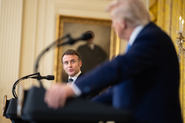 President Donald Trump hosts a bilateral meeting with French President Emmanuel Macron, Monday, February 24, 2025, in the Oval Office. (Official White House Photo by Daniel Torok)