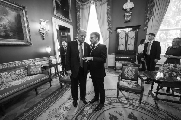 President Donald Trump hosts a bilateral meeting with French President Emmanuel Macron, Monday, February 24, 2025, in the Oval Office. (Official White House Photo by Daniel Torok)