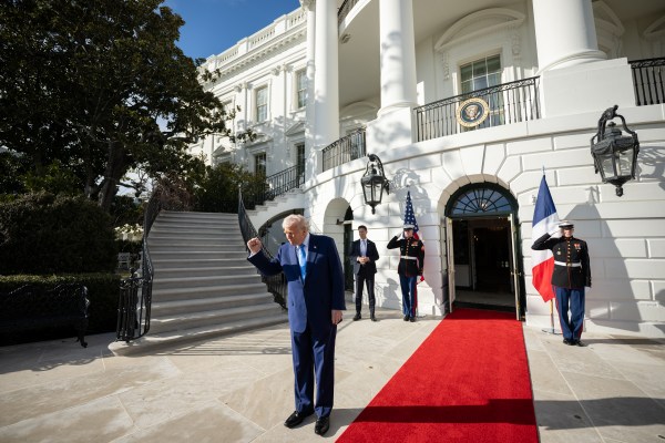 President Donald Trump hosts a bilateral meeting with French President Emmanuel Macron, Monday, February 24, 2025, in the Oval Office. (Official White House Photo by Daniel Torok)
