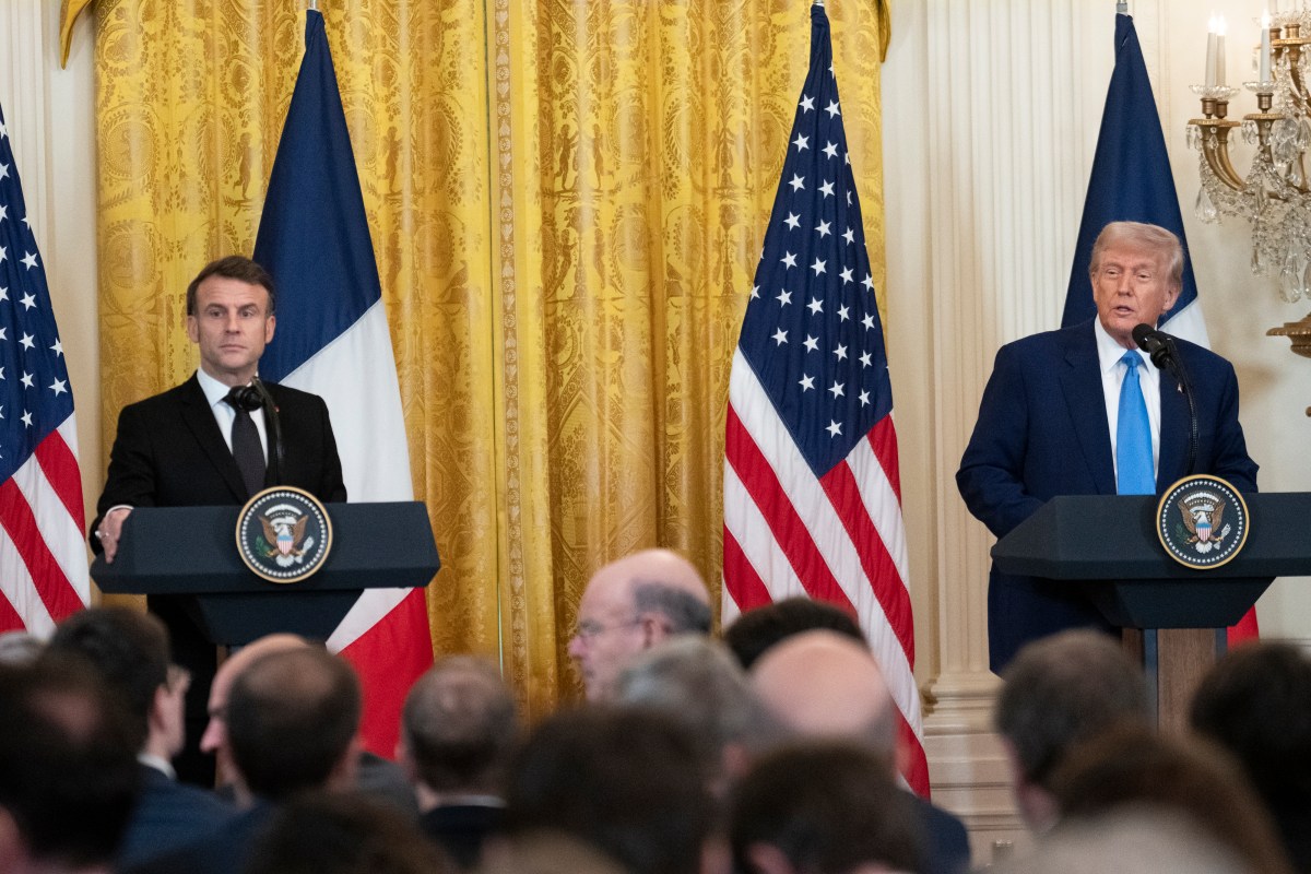 President Donald Trump and French President Emmanuel Macron hold a joint press conference, Monday, February 24, 2025, in the East Room of the White House.
(Official White House Photo by Joyce N. Boghosian)